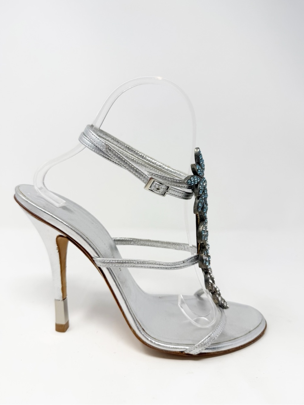 Giuseppe Zanotti Crystal Embellished Strappy Sandal Heels Womens Size EU 38 - Picture 4 of 9